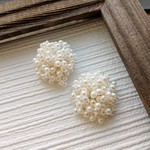 ウェディング つぶつぶパールフラワーピアス イヤリング