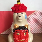 [セット売り]しろくま貯金箱　鬼さん帽