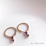 2色のアメジスト☆*:.｡. チェーンリング