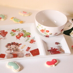 テディベア💛くまさんと真っ赤ないちごのランチプレートセット（単品購入可）「ポーセラーツ」