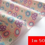 在庫処分価格｜ブロード生地｜1ｍ売り｜おはじきフラワープリント（BE)｜布｜綿｜花柄｜レトロ｜入園入学グッツ作成に