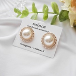 𓐍ぷっくり　パール𓐍 ピアス/イヤリング  カボション   結婚式　二次会　花嫁　フォーマル