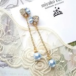 [ピアス] ブルー＊揺れる ビジュー (パール ピアス)