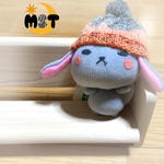 うさまろの毛糸のお帽子 グレーオレンジ系