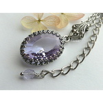 ヴィンテージ クリスタルガラス 18×13mm オーバル＊アレキサンドライトのネックレス（AS）