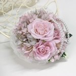 218　春色　マグネットコサージュ　染花　ローズと小花　(ホワイトピンク）　　　卒業式　入学式　結婚式　フォーマル　母の日
