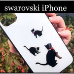 スワロフスキー付iPhone11/11pro/11proMax 他 iPhoneケース 強化ガラス
