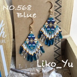 NO.568- Blue オルテガ チェコダガー ピアス  ブルー [受注制作] 