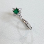 再再販** ＊サイズ調整可能＊天然エメラルド＊ 3mm ザンビア産　ノンオイル　スクエアエメラルドリング**