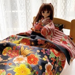 送料無料和柄ドール、猫ちゃん用お布団セット