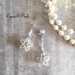 【送料無料】❤️geometric silver stars 樹脂ポストピアス/ばね式イヤリング❤️
