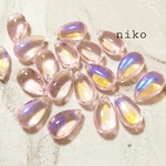 ドロップビーズ♬オーロラ14mm/20粒/ピンク