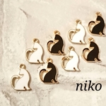 8pcs♬猫シルエット モノトーン