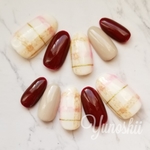 ブランケットネイルBrown×bordeaux