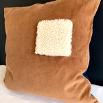 クッションカバー　コーデュロイ＆デニムパッチワーク