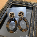 ハンドメイド べっ甲 オーバル リング  ピアス