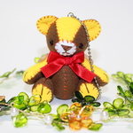 くまのぬいぐるみストラップ　※ボールチェーン　ちゃいろ&きいろ