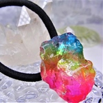 レインボー水晶のヘアゴム