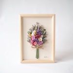 ✳︎Dry flower bouquet frame✳︎洋書ペーパー1枚おまけ付き✳︎ナチュラルウッドフレーム