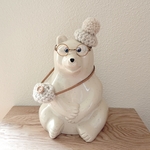 しろくま貯金箱 しろくま君の冬支度☃･.｡*  ベレー帽とニットbagのセット (classicalツィード)