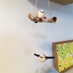 羊毛フェルト♡飛んでくシマエナガ♡小枝