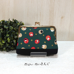 ダルマにゃんこの親子がま口財布/緑