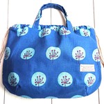 『きんちゃくbag』▼北欧テイスト/Stamp tree（ブルー)▼