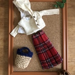 リカちゃん服＊マウンテンパーカー風ジャケットとタータンチェックスカートのセット