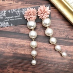 新作☆suede flower pearl long ピアス/イヤリング