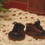 【本革・オビツ11・靴】編み編みシューズ　茶×焦げ茶