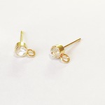 ステンレス製ポストピアス　ストーン付き　カン付き　ゴールド