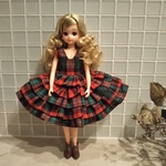 リカちゃん ブライス 服 フリルのチェックドレス