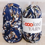 花柄 フラワー Tシャツヤーン 紺色 ネイビー 【1玉30ｍ】Coooked YARN