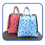 ☆kmrer様オーダー商品☆　お着替え巾着袋☆ちょっぴり大きめ☆星とストライプ（スカイブルーとレッド）２点
