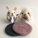 たまご型うさぎのｳｪﾃﾞｨﾝｸﾞﾄﾞｰﾙ×羊毛ｺｰｽﾀｰ★ｾｯﾄ
