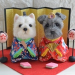 オーダー:ウエスティちゃんとシュナウザーちゃんのお雛様