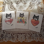 オリジナル黒猫のポストカード!くろにゃとひなまつり&バレンタイン
