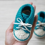 Baby sneakers ベビースニーカー　ターコイズ｜手編みベビーシューズ