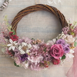 Lune Bonheur＜Cassis Berry＞＊ハーフムーンリース＊プリザーブドフラワー＊お花＊ギフト＊結婚祝い＊新築祝い＊お誕生日祝い＊ウェディング