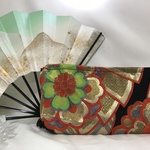 帯バッグ 2wayバッグ 　クラッチ／ショルダー　黒地に花模様