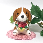 プレゼント犬　ビーグル 粘土細工の置物［インテリア 飾り］ 