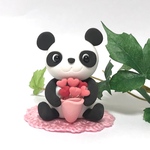 プレゼントパンダ  粘土細工の置物［インテリア 飾り］ 