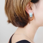 【 chimie vintage-470 】ヴィンテージカボションと鼈甲リングイヤリング・樹脂ピアス