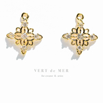 【4個 16×14mm】 ゴールド クロス フラワー ジルコニア ビジュー チャーム