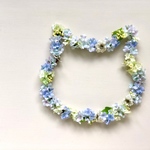 お花のネコリース　ブルー　SFW20-2
