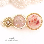 かすみ草とゴールドフラワーのヘアクリップ/バレッタ(pink)
