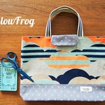 レッスンbag (きんちゃくつき) 蛍光雲ボーダー オレンジ