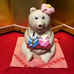  しろくま貯金箱  ひな祭り 雛人形ネックレス &桃の花帽子&座布団