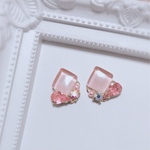 ピンクガラスタイル×ビジュー★ピアス/イヤリング