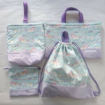 【すとろう様専用】エメラルドユニコーン レッスンバッグ&上靴入れ&体操服入れ&給食袋 4点セット